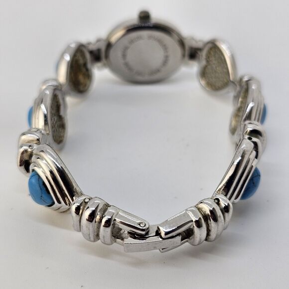 Park Lane 18MM Women's Watch Gray Tone Dial Turquoise Hearts Band 7" New Battery - Picture 10 of 16